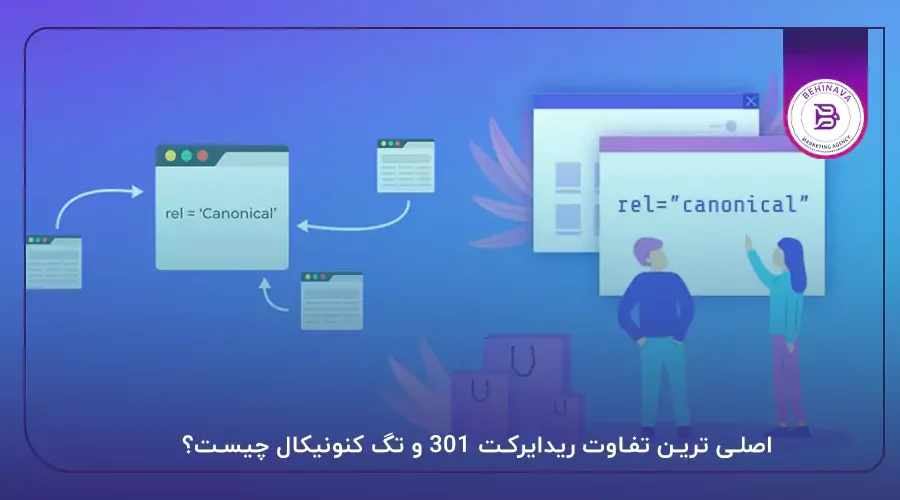 اصلی ترین تفاوت ریدایرکت 301 و تگ کنونیکال این است که ریدایرکت301یک انتقال دائمی میباشد و تمامی امتیازات صفحه اول به صفحه ای که به ان ریدایرکت شده منتقل می شود.