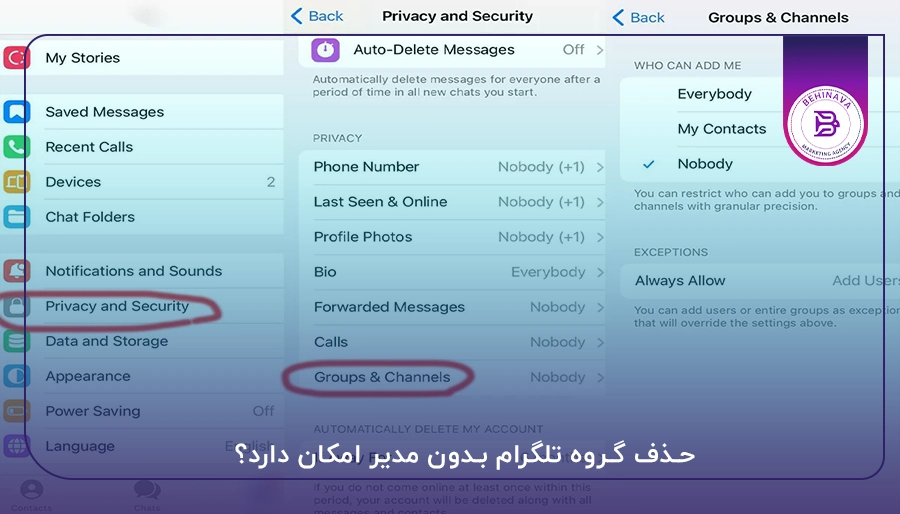 حذف گروه تلگرام بدون مدیر امکان دارد؟
